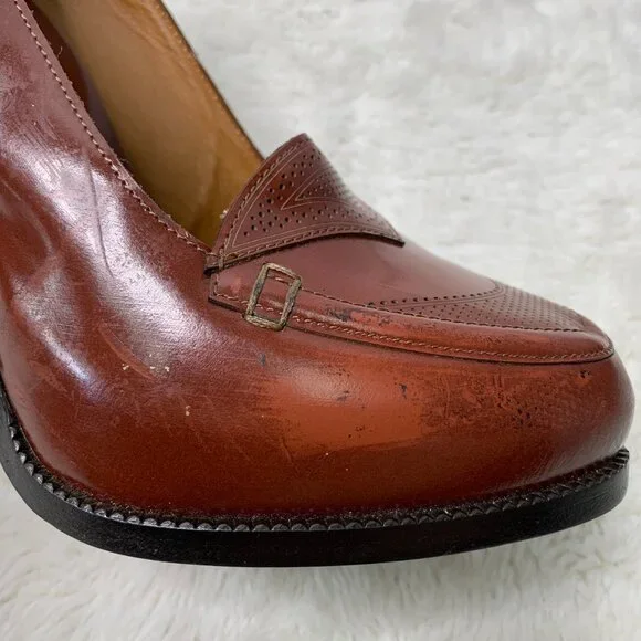 Fendi Women's Brown Leather Platform Pumps Heels Size 38 1/2 - Picture 4 of 15